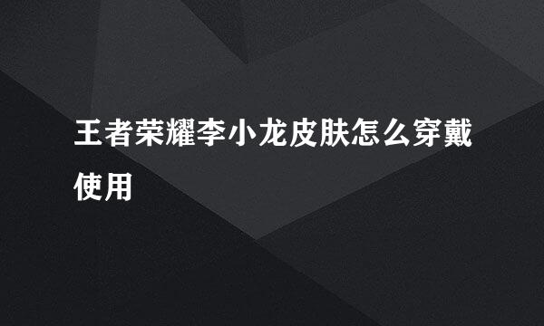 王者荣耀李小龙皮肤怎么穿戴使用