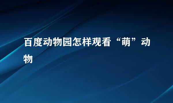 百度动物园怎样观看“萌”动物