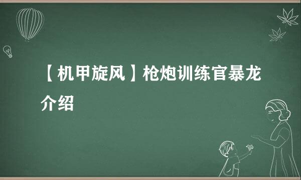 【机甲旋风】枪炮训练官暴龙介绍