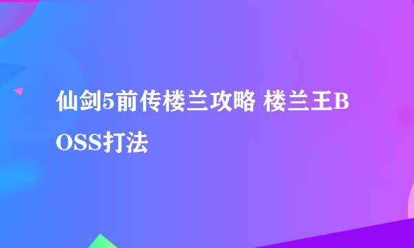 仙剑5前传楼兰攻略 楼兰王BOSS打法