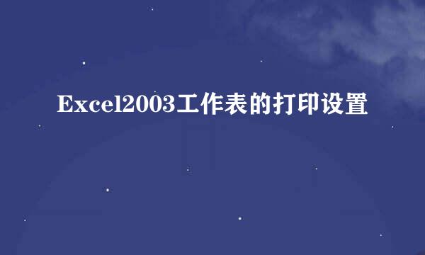 Excel2003工作表的打印设置