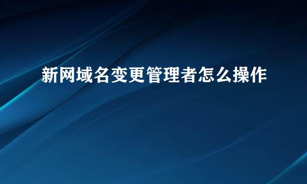 新网域名变更管理者怎么操作