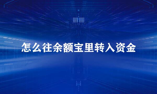 怎么往余额宝里转入资金