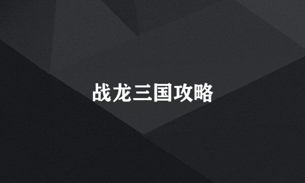 战龙三国攻略