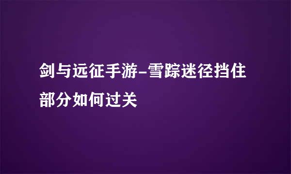 剑与远征手游-雪踪迷径挡住部分如何过关