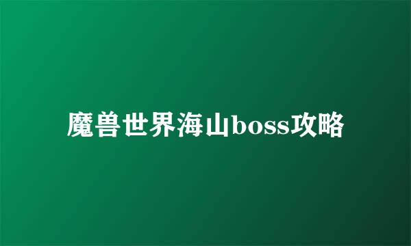 魔兽世界海山boss攻略