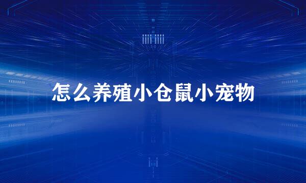 怎么养殖小仓鼠小宠物