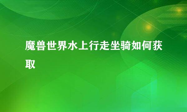 魔兽世界水上行走坐骑如何获取