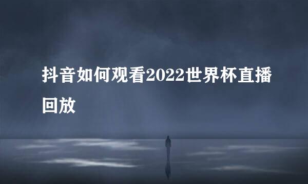 抖音如何观看2022世界杯直播回放