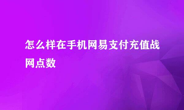 怎么样在手机网易支付充值战网点数