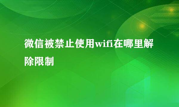 微信被禁止使用wifi在哪里解除限制