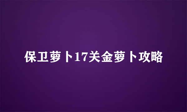 保卫萝卜17关金萝卜攻略
