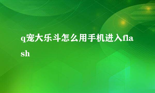 q宠大乐斗怎么用手机进入flash