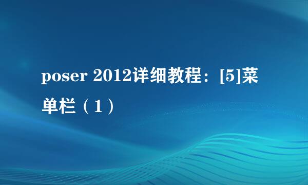 poser 2012详细教程：[5]菜单栏（1）