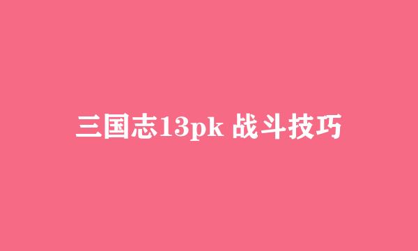 三国志13pk 战斗技巧