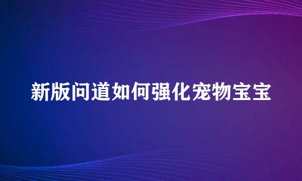 新版问道如何强化宠物宝宝