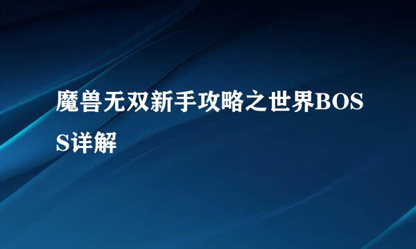 魔兽无双新手攻略之世界BOSS详解