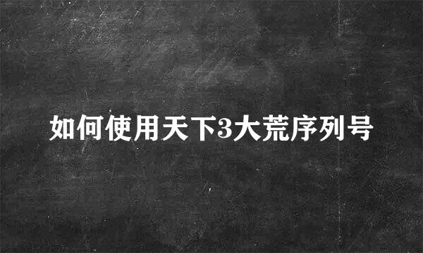 如何使用天下3大荒序列号