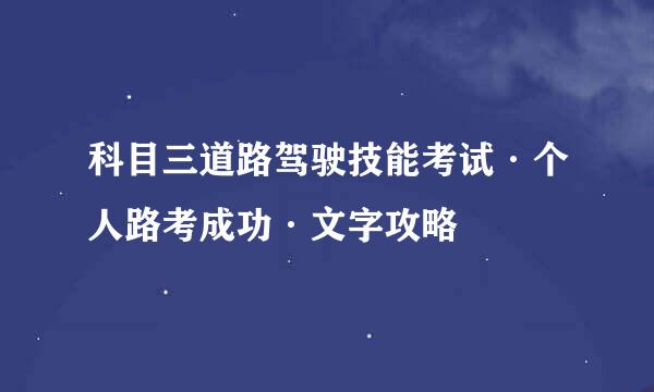 科目三道路驾驶技能考试·个人路考成功·文字攻略