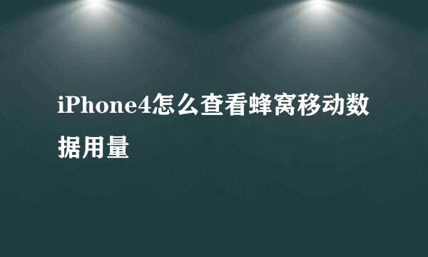 iPhone4怎么查看蜂窝移动数据用量