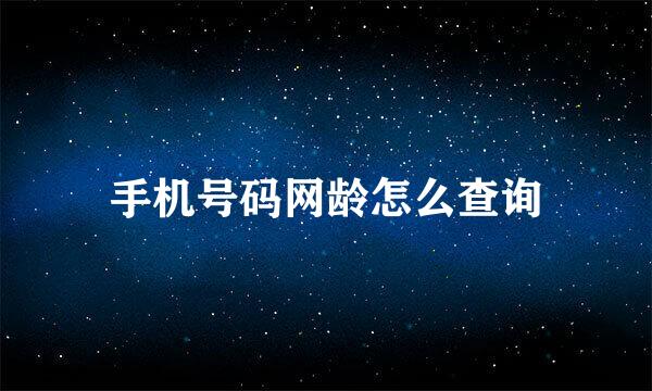 手机号码网龄怎么查询