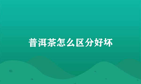 普洱茶怎么区分好坏