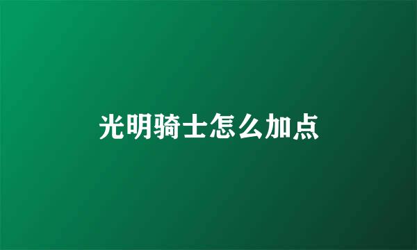 光明骑士怎么加点