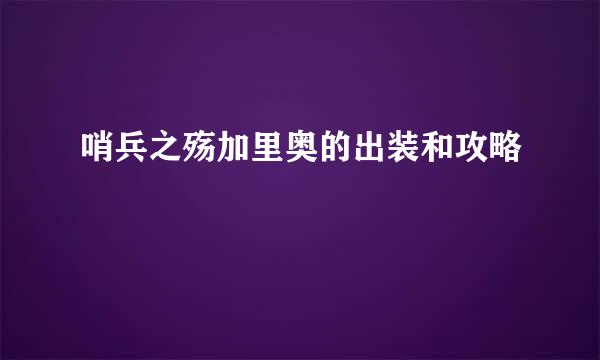 哨兵之殇加里奥的出装和攻略