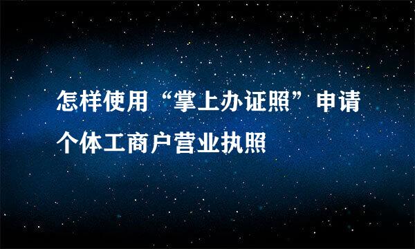 怎样使用“掌上办证照”申请个体工商户营业执照