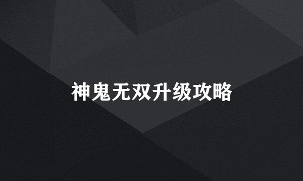 神鬼无双升级攻略