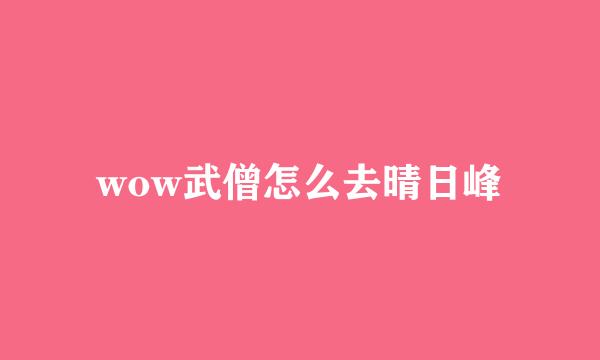 wow武僧怎么去晴日峰