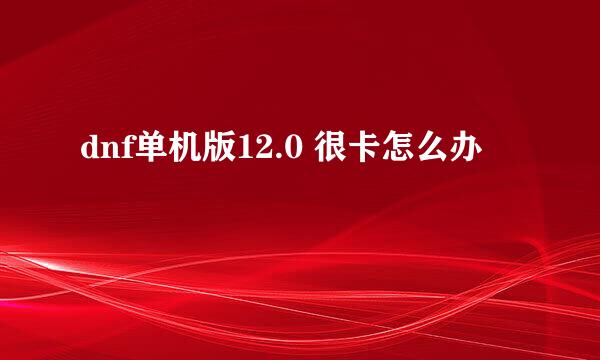 dnf单机版12.0 很卡怎么办