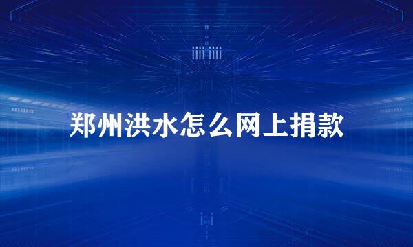 郑州洪水怎么网上捐款