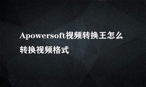 Apowersoft视频转换王怎么转换视频格式