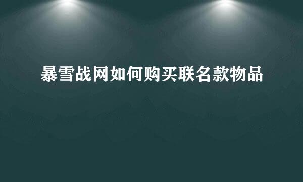 暴雪战网如何购买联名款物品