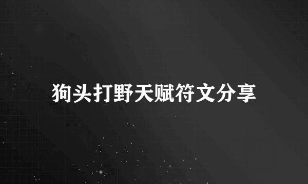 狗头打野天赋符文分享
