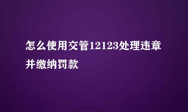 怎么使用交管12123处理违章并缴纳罚款