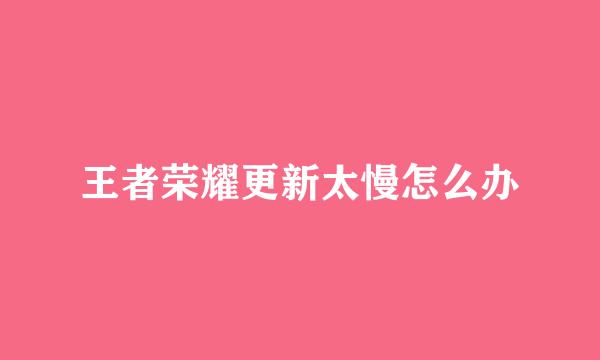 王者荣耀更新太慢怎么办