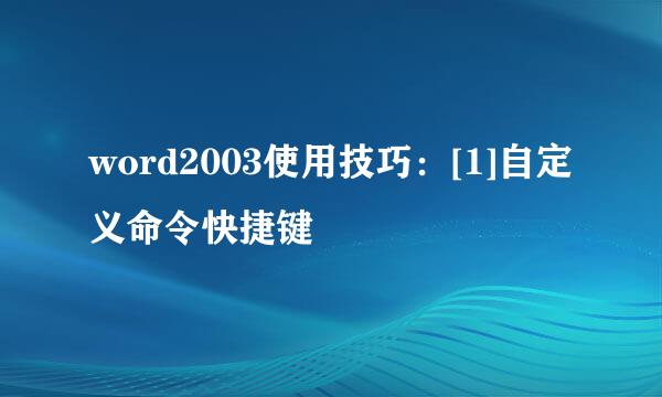 word2003使用技巧：[1]自定义命令快捷键