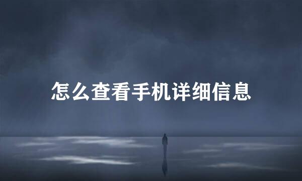 怎么查看手机详细信息