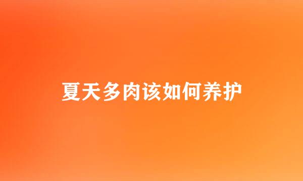 夏天多肉该如何养护