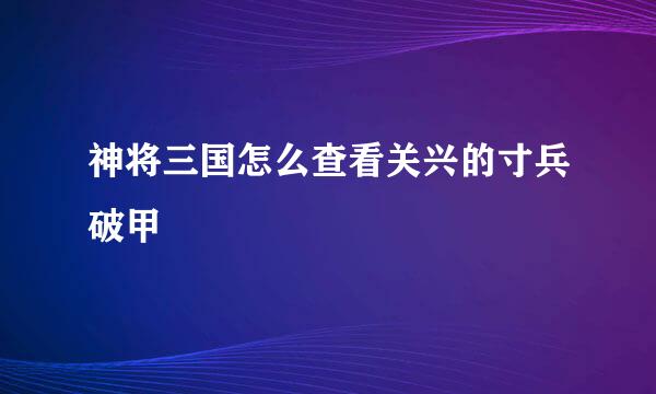 神将三国怎么查看关兴的寸兵破甲