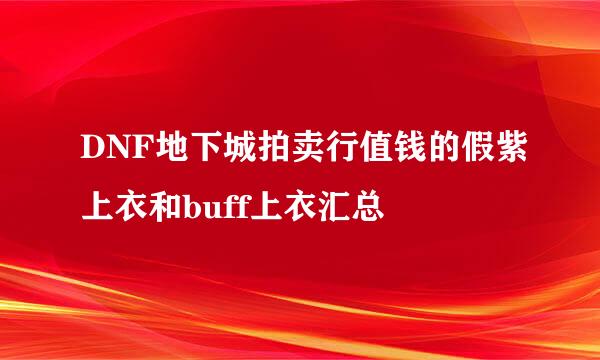 DNF地下城拍卖行值钱的假紫上衣和buff上衣汇总