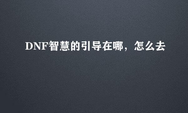 DNF智慧的引导在哪，怎么去