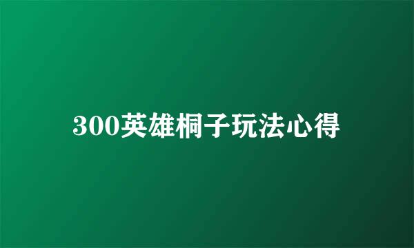 300英雄桐子玩法心得