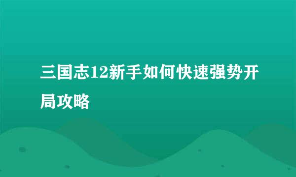 三国志12新手如何快速强势开局攻略