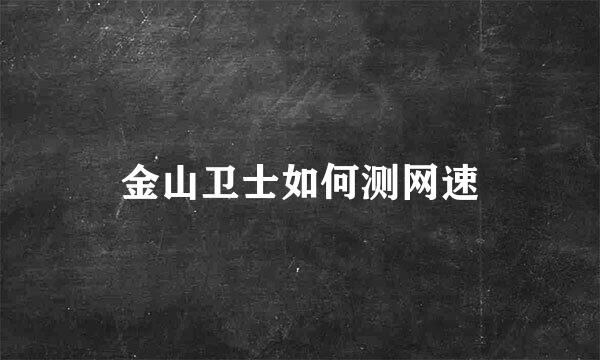 金山卫士如何测网速