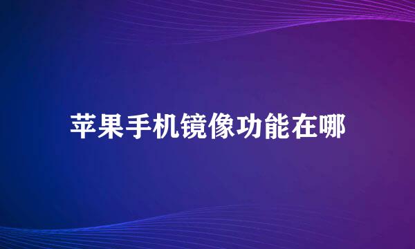 苹果手机镜像功能在哪