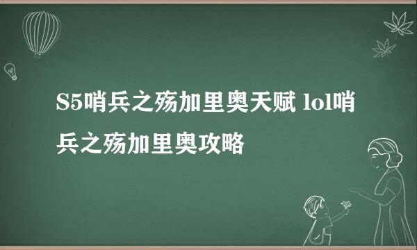 S5哨兵之殇加里奥天赋 lol哨兵之殇加里奥攻略