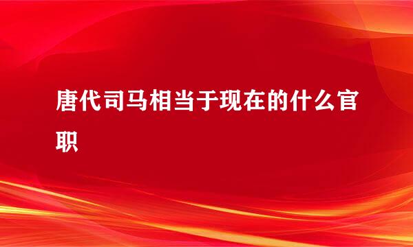 唐代司马相当于现在的什么官职